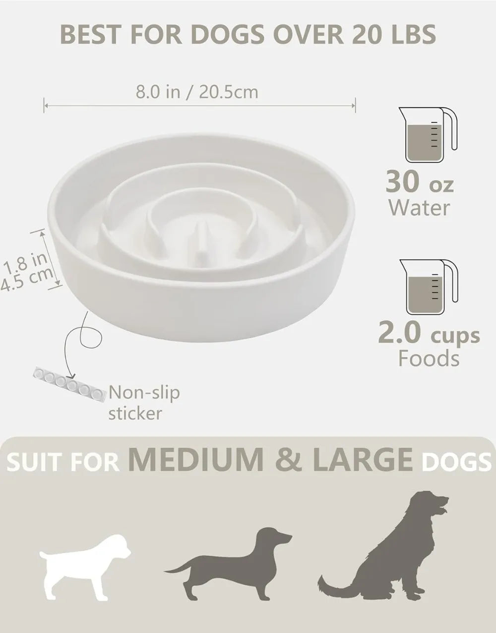 Ceramic Slow Feeder Dog Bowl Puzzle Maze for Medium Dogs