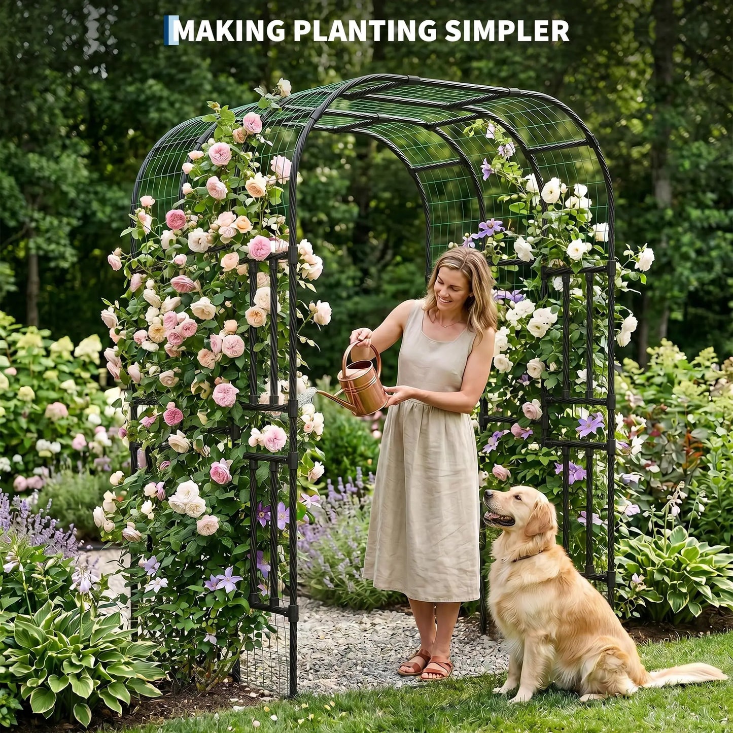 DishyKooker Heavy Duty Steel Garden Arch Trellis Plant Arbor