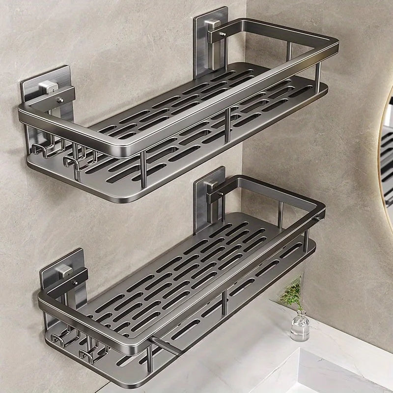 Stainless Steel Shower Caddy Rack Duo Wall Mounted Bathroom Organizer