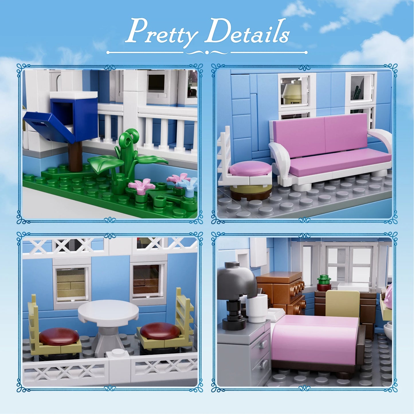 Lorelai Girls House Building Blocks Set Palace Architecture Desk Decor