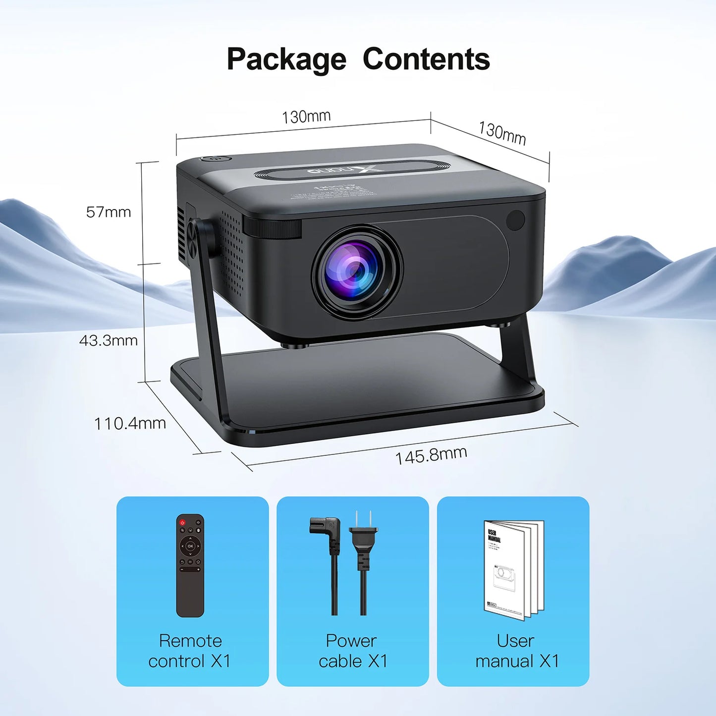 XNANO HA109 Mini Projector Android11 WiFi6 BT5 720P