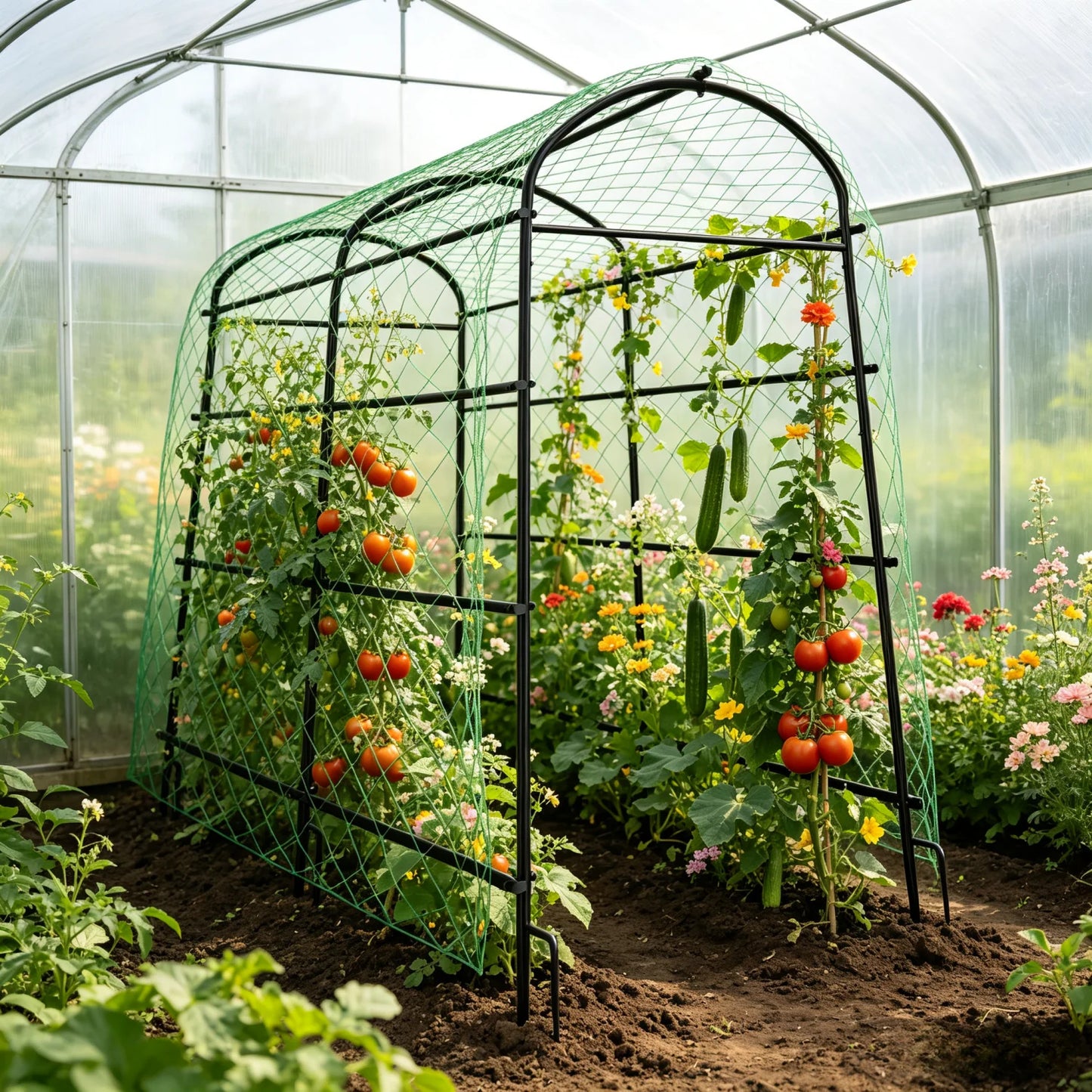 160/176/220CM Tall Garden Arch Trellis Metal Plant Cucumber Support Trellis Archway for Outdoor Yard Lawn Tunnel Trellis, 1PCS