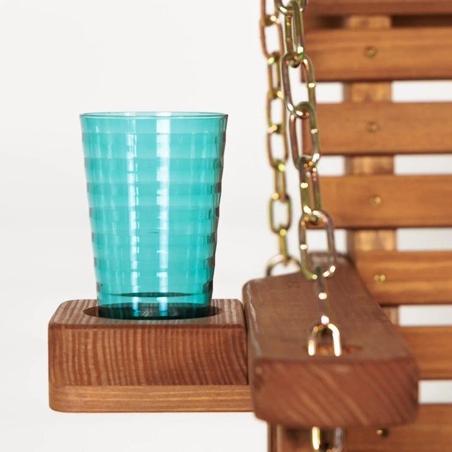Heavy Duty 700LBS 4FT Wooden Porch Swing, Roll Back Design & Cup Holders for Outdoor, Custom