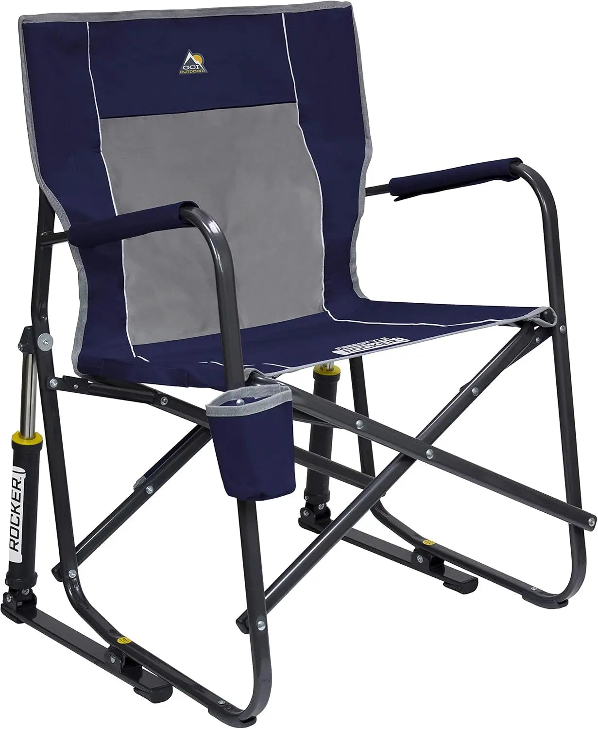 Portable Folding Rocking Camping Chair With Armrests And Drink Holder