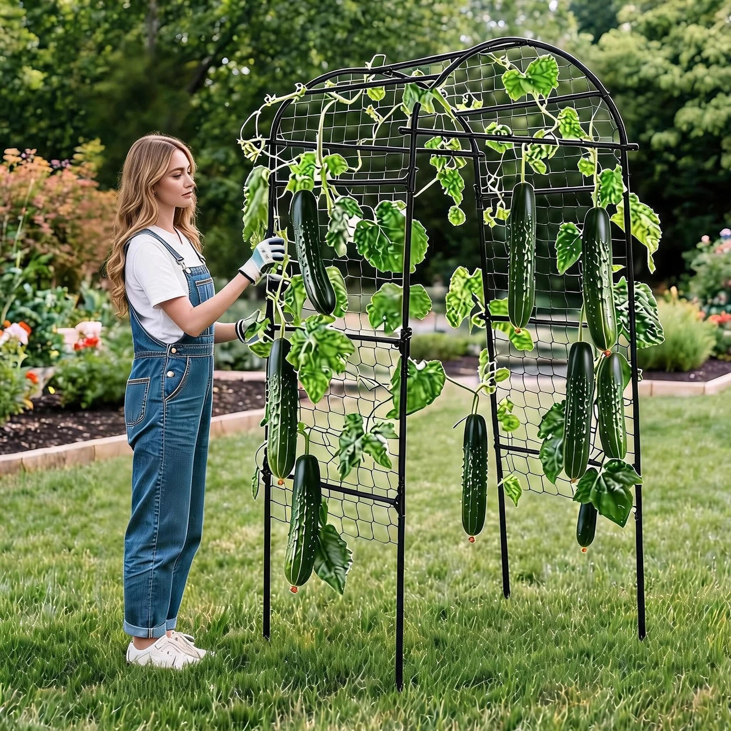 Hmiss Heavy Duty Metal Garden Arch Trellis for Climbing