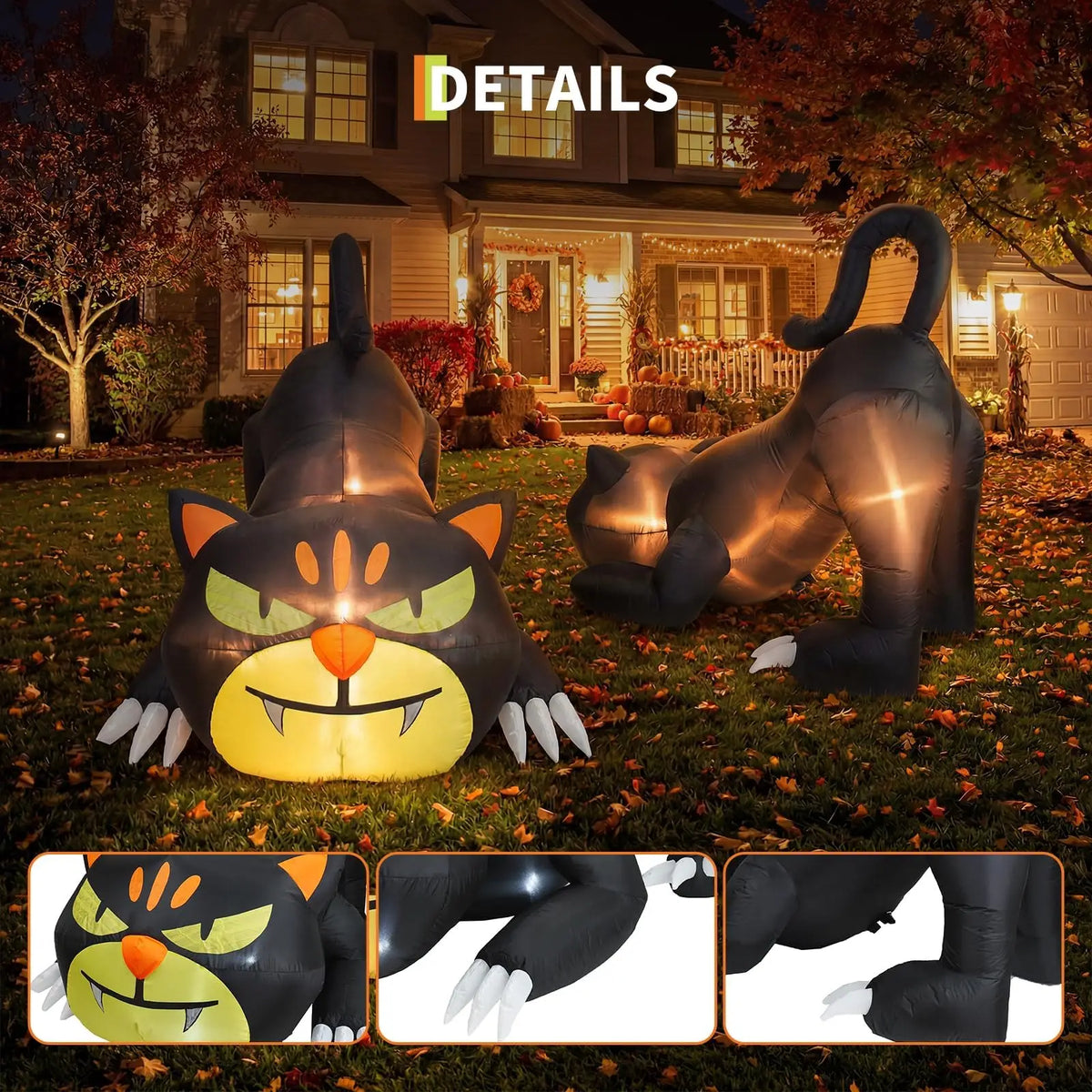 Halloween Inflatable Cat With Built In Fan And LED Lighting