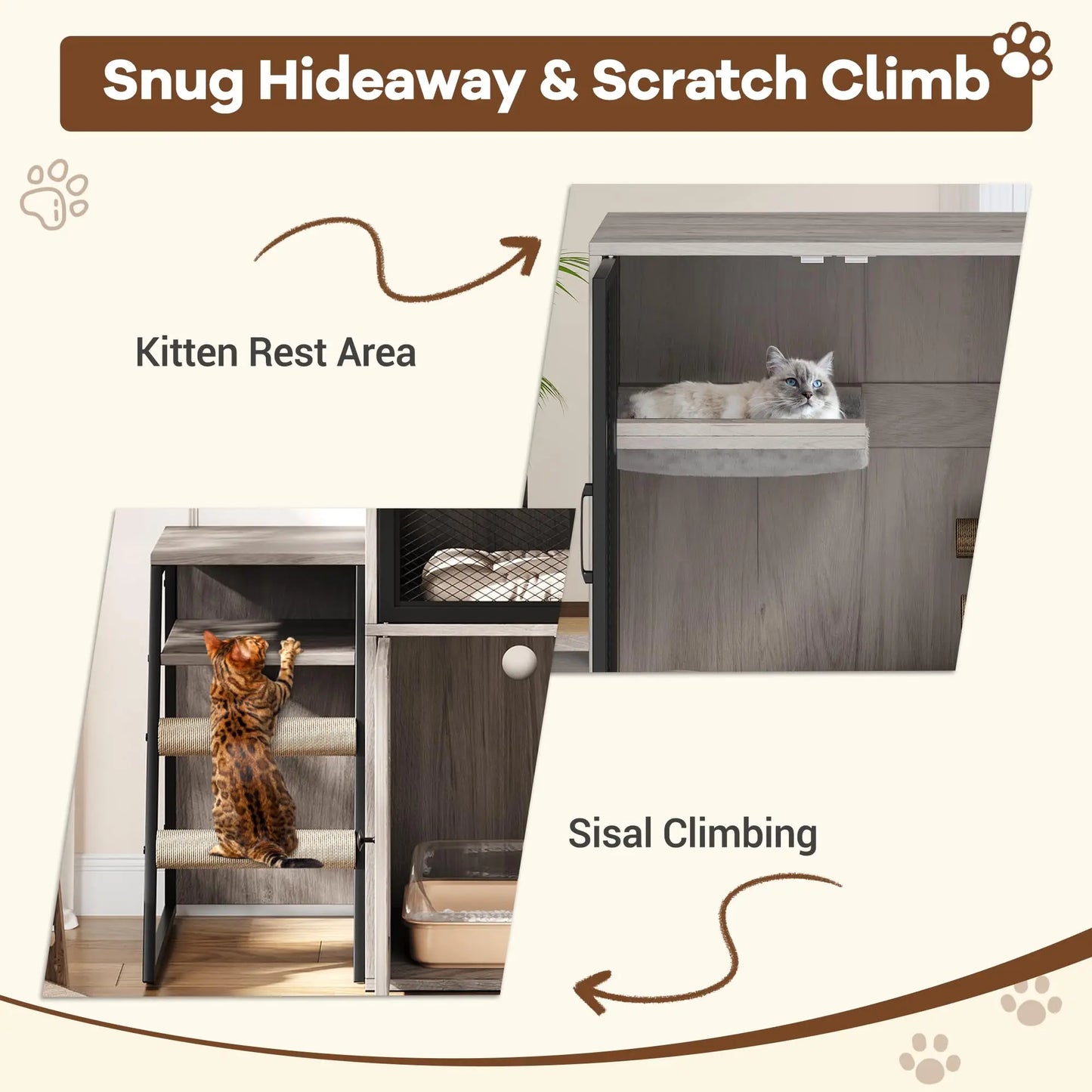 HiMISSCN Odor Control Cat Litter Box Enclosed With Doors