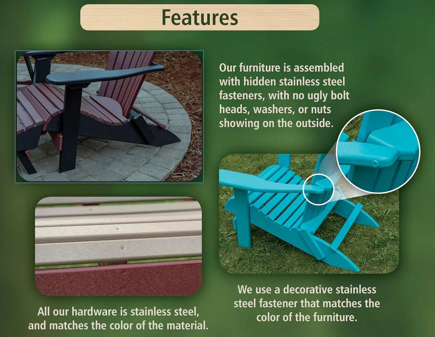4FT HDPE Porch Swing 1000lb Rollback Design Patio Backyard Garden Park Customized