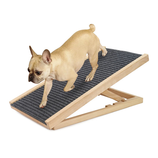 TWISTER.CK Dog Ramp Ladder Natural Pine Wood Folding Anti Skid Two Height Levels