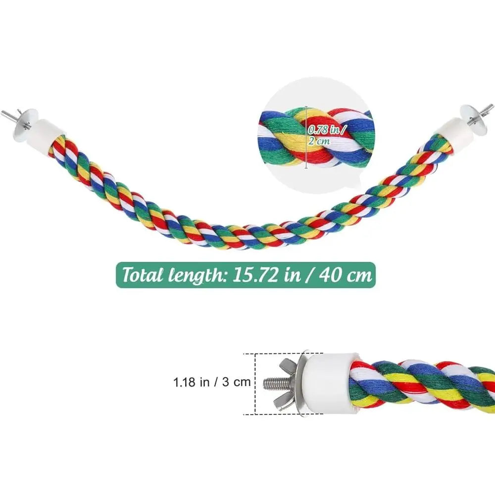 Bird Rope Perch Stand, Birdcage Swing Spiral Toys, Bird Climbing Bungee Rope Perches Chew Toys Cage Accessories for Cockatiels P