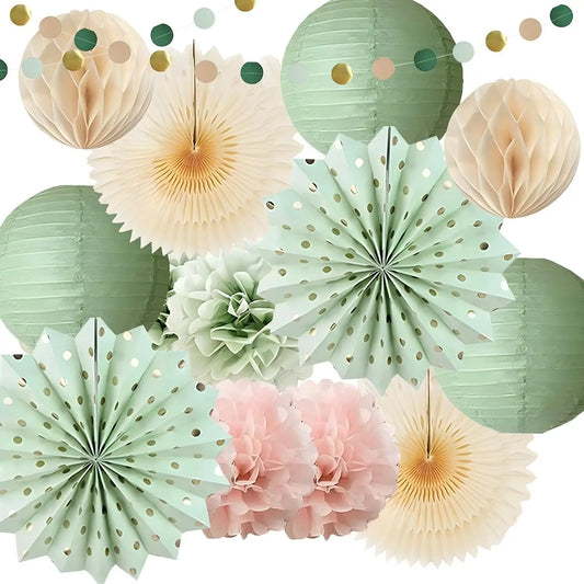 Wedding Party Decorative Paper Pom Poms and Flower Ball Decorations