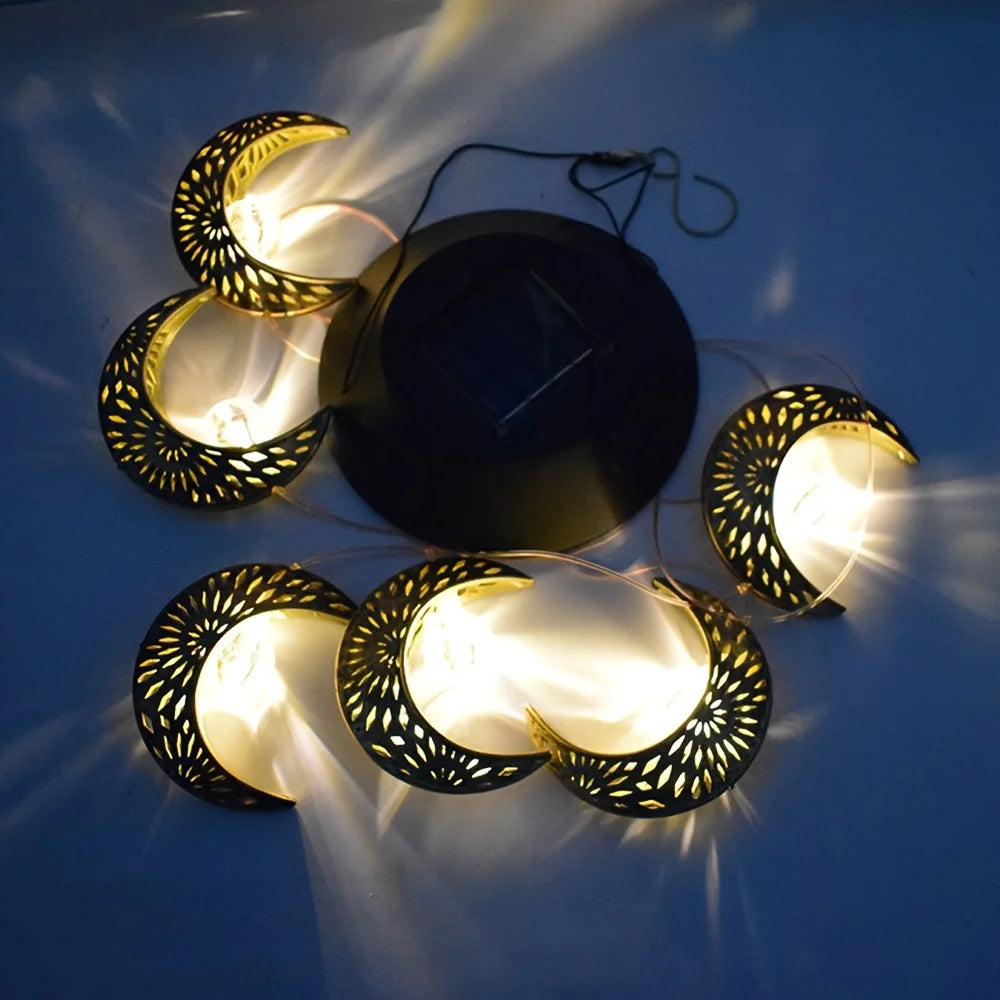 Solar Powered Moon Wind Chime Light For Outdoor Patio Garden