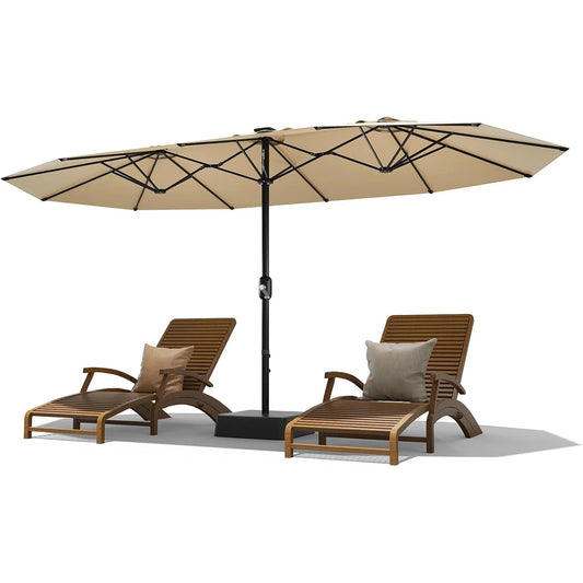 Twister Patio Umbrella Double-Sided Rectangle Market With Cross Base