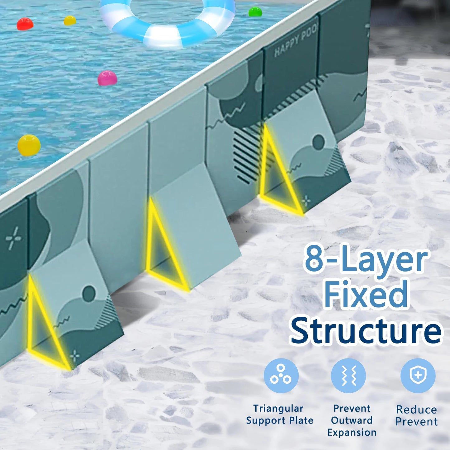 Foldable No Inflatable Family Swimming Pool Multi Layer PVC Portable Outdoor