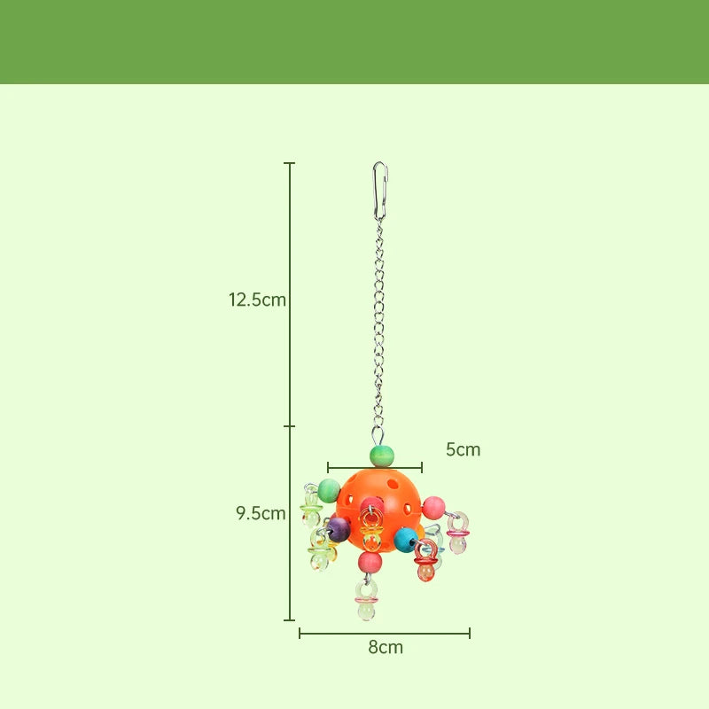 1PC Parrots Chew Swing Cage Hanging Cockatiel Birds Toy with Foraging Holes Hanging Bead Birds Cage Decor Pet Bird Bites Toy