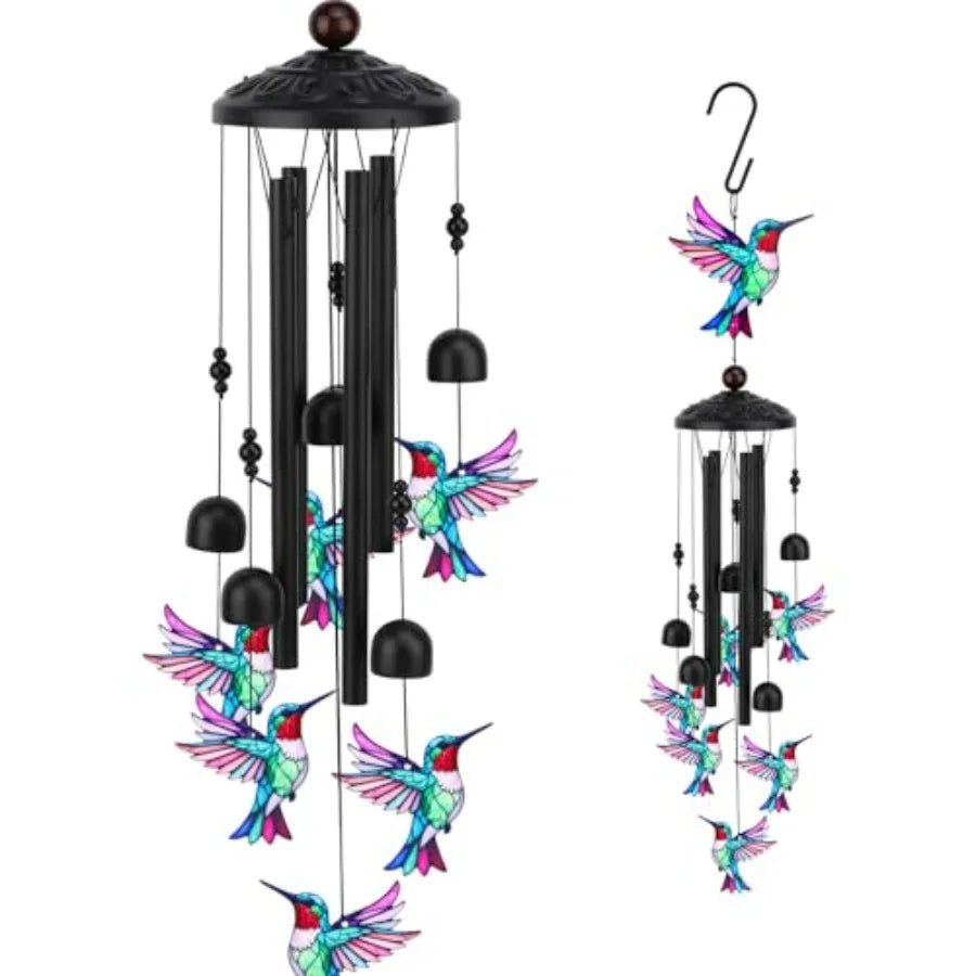 Hummingbird Wind Chimes Outdoor Metal For Patio Yard Garden