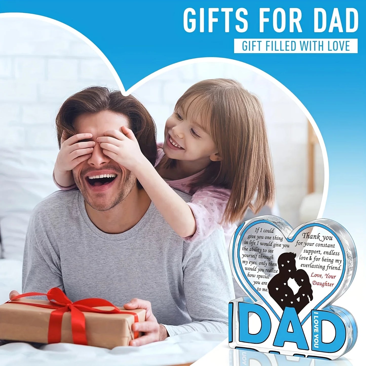 Acrylic Dad Plaque Gift From Daughter Best Dad Ever