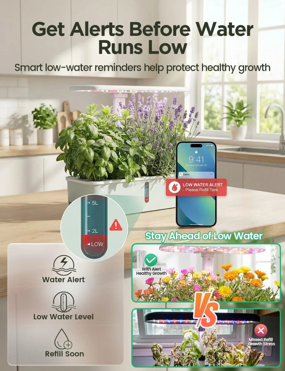 Smart Hydroponic Growing System With App Control And 10 Pods