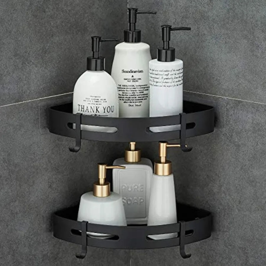 2 Tier Corner Shower Shelf Adhesive Wall Mounted Bath Organizer