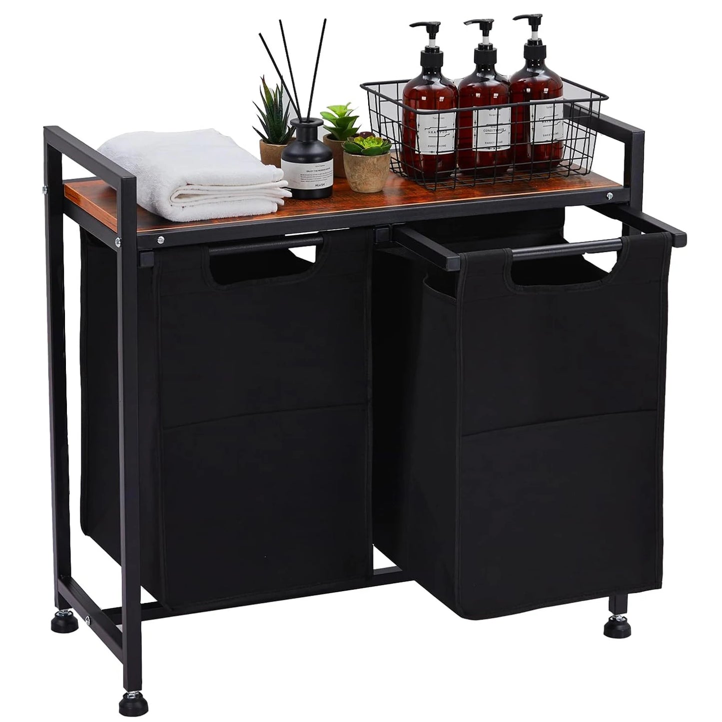 Studyset Dual Section Laundry Hamper With Removable Bag Top Shelf
