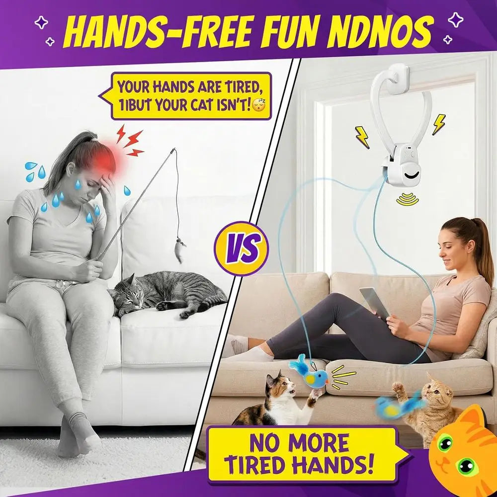 Interactive Cat Toy USB Rechargeable Bird Wand Chase For Indoor Cats