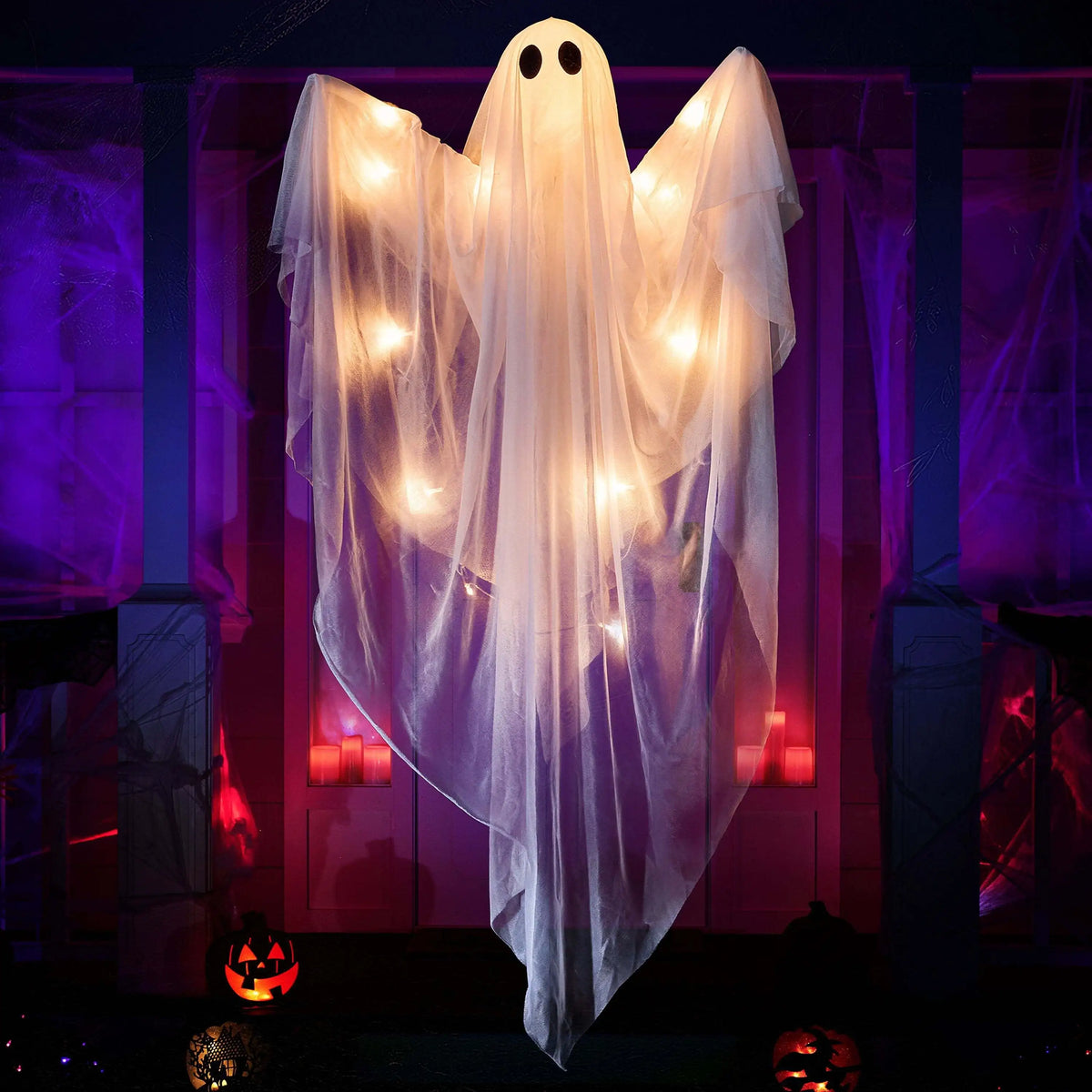 Halloween Hanging Ghost Decoration With Spooky LED Lights For Outdoor Yards