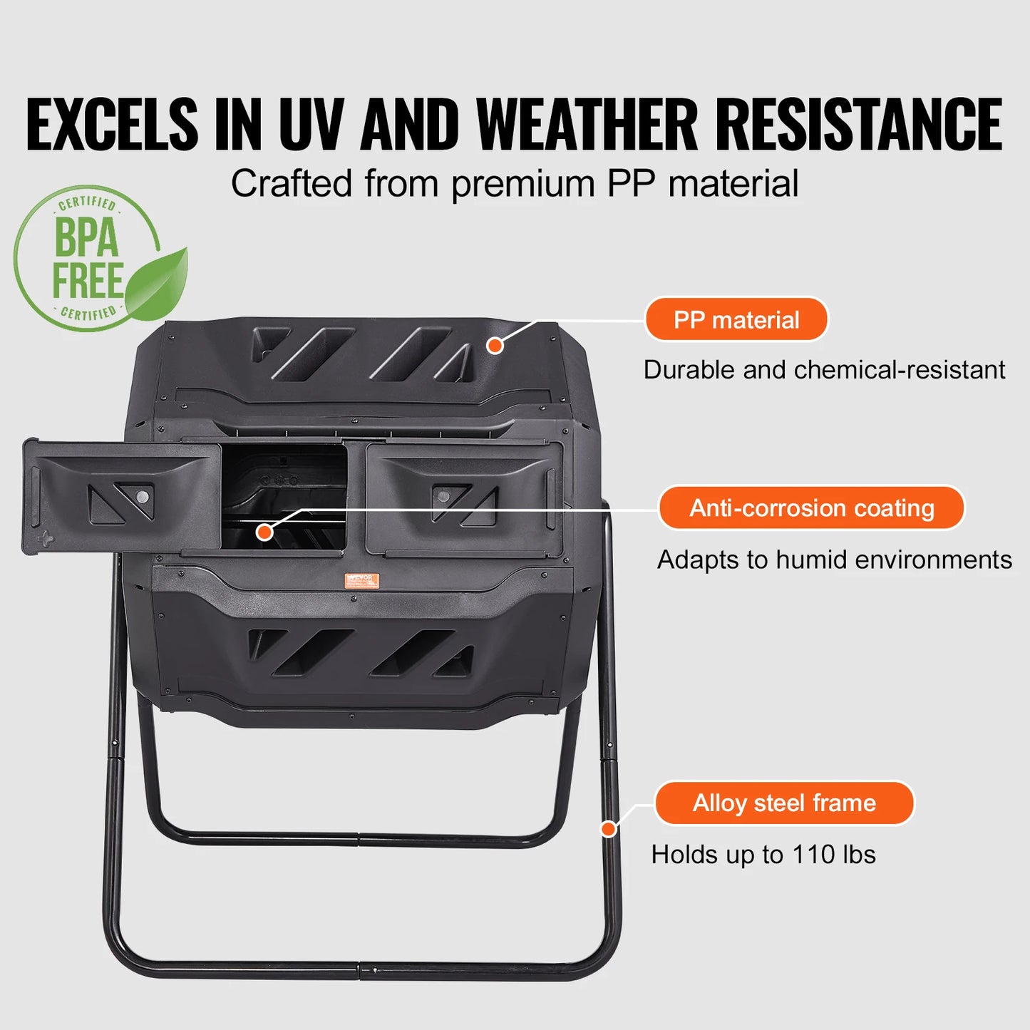 Dual Chamber Tumbling Compost Bin For Garden And Outdoor Use