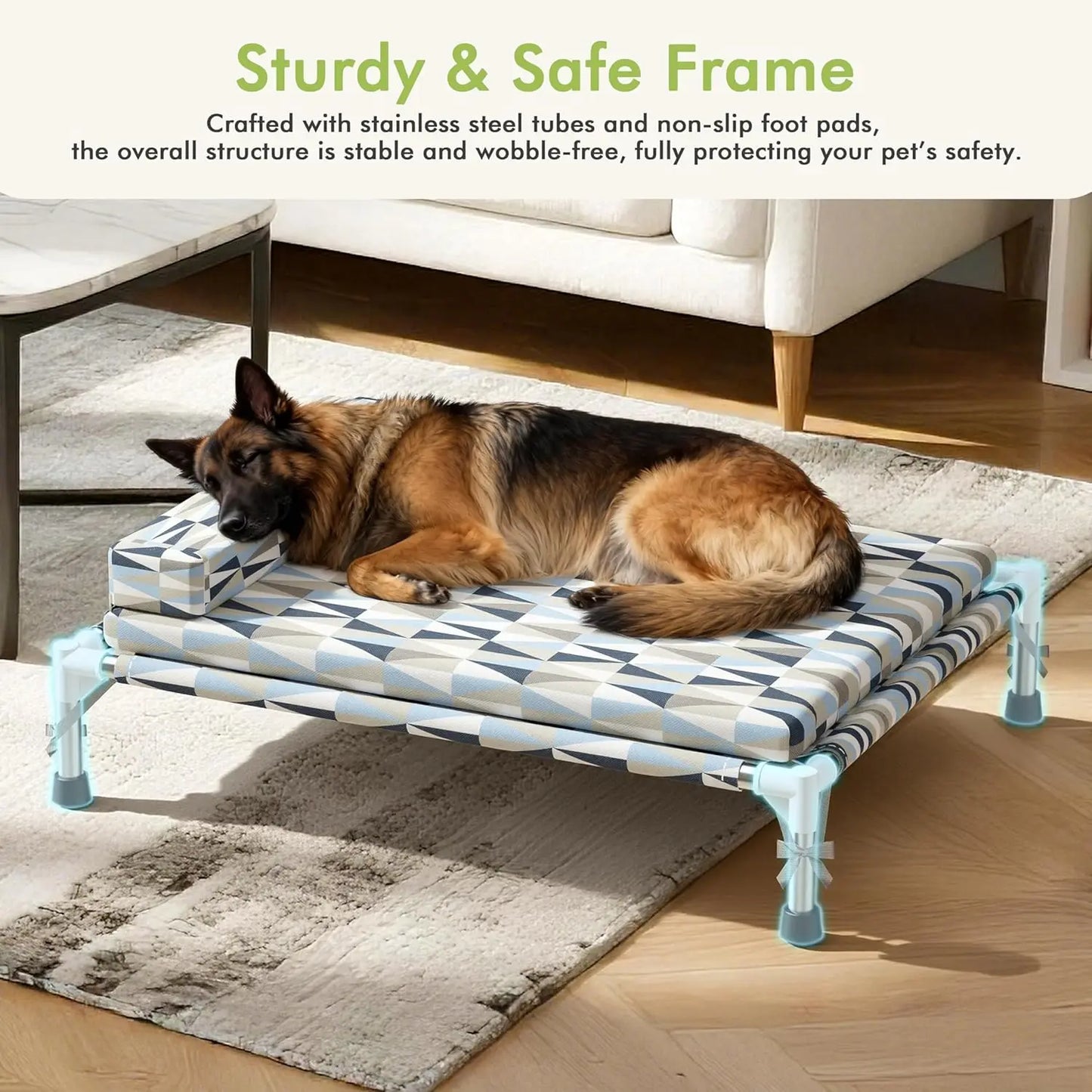 Orthopedic Elevated Dog Bed For Medium Dogs With Bolster Cushion