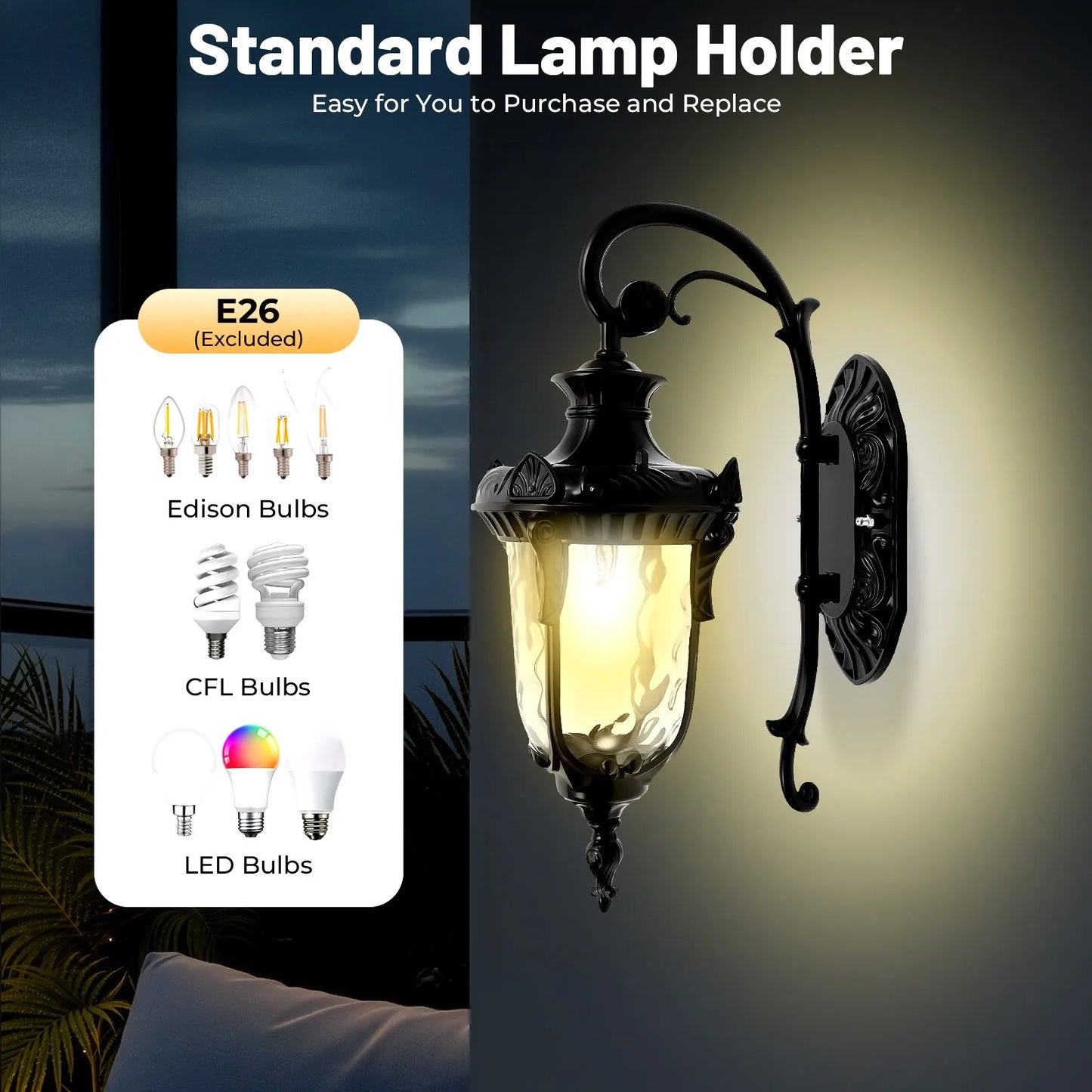 Bymaocar Waterproof Sconce Wall Mount Porch Light Outdoor Glass Shade